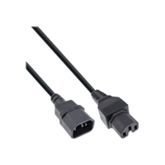 INLINE BULK 20er Netzkabelverlaengerung Warmgeraetestecker gerade C15 auf Buchse gerade C14 schwarz 3m