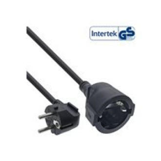 INLINE Strom-Verlaengerung Schutzkontakt Stecker gewinkelt Buchse schwarz 1m