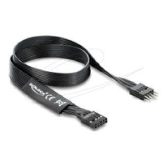 DELOCK HD Audio Flachbandkabel Mainboard Verlängerungskabel 9 Pin Pfostenstecker zu Pfostenbuchse 30cm schwarz