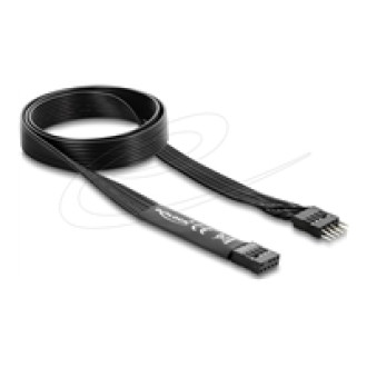 DELOCK HD Audio Flachbandkabel Mainboard Verlängerungskabel 9 Pin Pfostenstecker zu Pfostenbuchse 1m schwarz