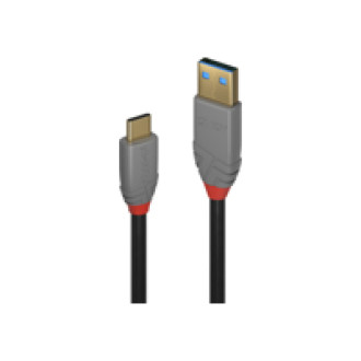 LINDY 2m USB 3.2 Typ A an C Kabel 5A PD Anthra Line