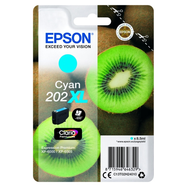 Original Ink cartridge cyan Epson C13T02H24010/202XL cyan
