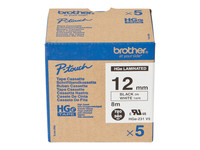 BROTHER HGE231V5 5x Schriftbandkassette 12mmx8m weiss schwarz laminiert fuer P-touch P500PC 9700PC 9800PCN RL700S