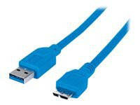MANHATTAN USB 3.0 Anschlusskabel A-Stecker auf Micro-B-Stecker 1 m blau in Polybag
