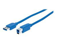 MANHATTAN USB-B Anschlusskabel USB 3.0 SuperSpeed Typ A Stecker - Typ B SuperSpeed Stecker 5 Gbps 0,5 m blau