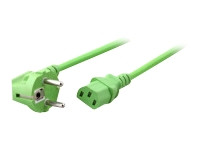 EFB Netzleitung Netzkabel Schutzkontakt 90Grad auf C13 180Grad 1,8 Meter GRUEN Farbig zur eindeutigen Zuordnung von Geraeten