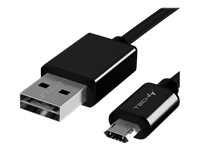 TECHLY USB2.0 Anschlusskabel schwarz 1m Stecker Typ A auf Stecker Typ Micro B verdrehsicherer Stecker