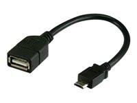 TECHLY USB2.0 Anschlusskabel OTG schwarz Buchse Typ A auf Stecker Typ Micro B  20cm