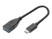 DIGITUS USB Type-C adapter cable OTG type C - A M/F 0,15m 3A 5GB 3.0 Version bl
