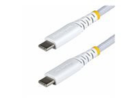 STARTECH.COM 2m Weisses USB-C Ladekabel 60W 3A PD Zweischichtige geflochtene Nylon-TPE-Hulle Robustes USBC Laptop-Handy Ladekabel