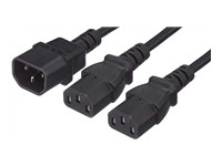 MANHATTAN Stromkabel 2 x C13 auf C14 Y-Splitterkabel 1,8m 10A 250V Stromversorgung für zwei Geräte von einer PDU- oder USV-Steckdose